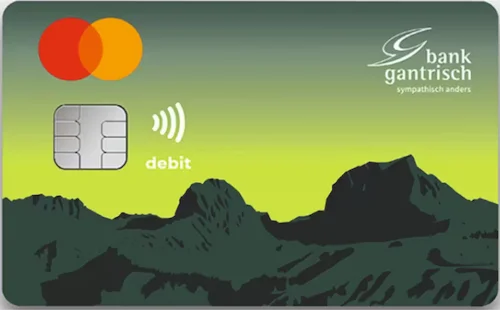 Bank Gantrisch Debit Mastercard aus umweltfreundlichem Material